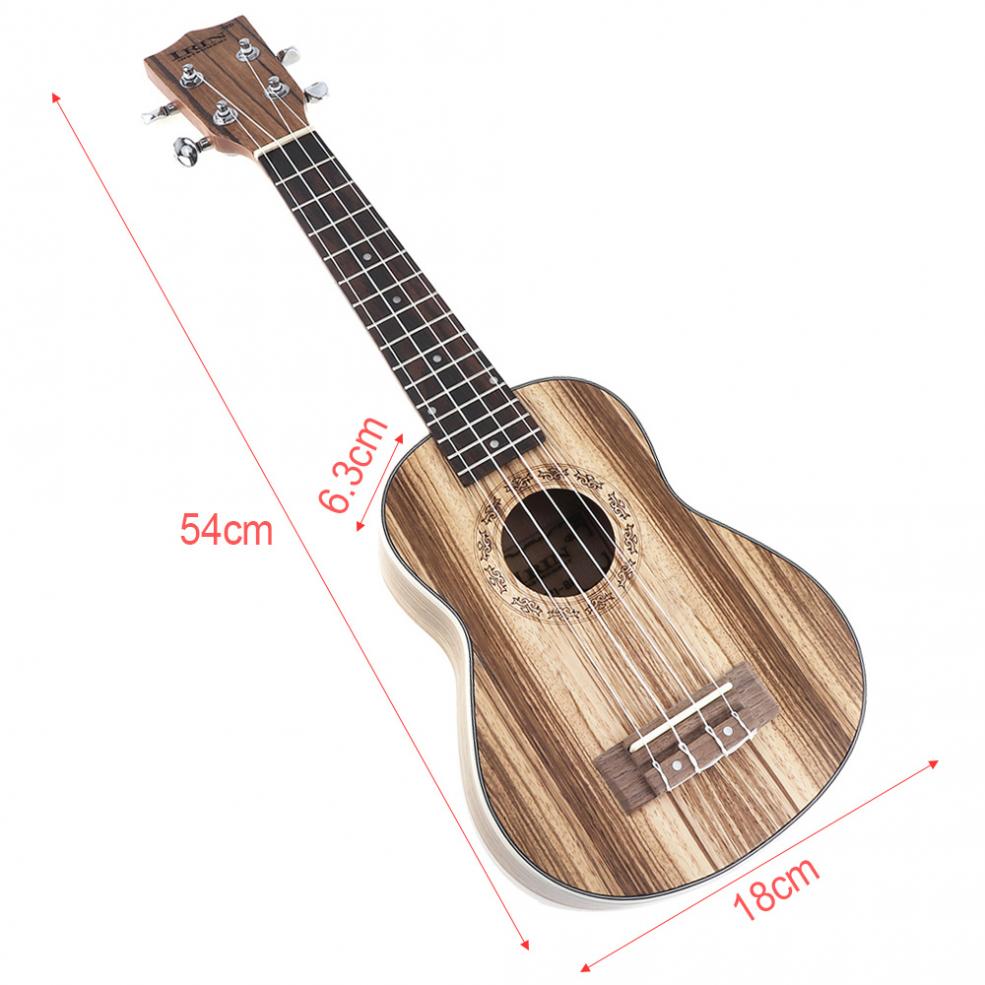 21 Inch Portable Soprano Ukulele 15 Fret Four Strings Zebra Wood Guitar Ukelele Musical Stringed Instrument