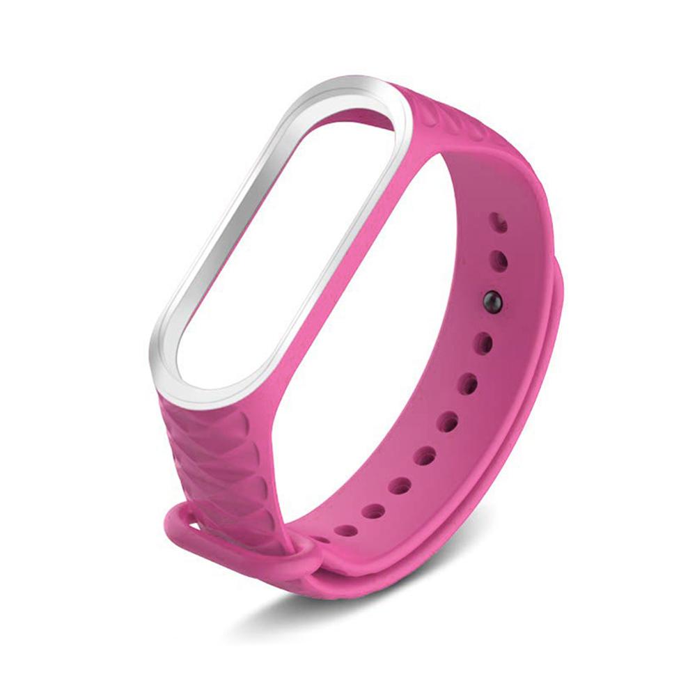 Suitable for Millet Bracelet 3 Silicone Solid Color Monochrome Texture Diamond Replacement Wristband for Xiaomi Mi 3 Wrist Strap: Pink