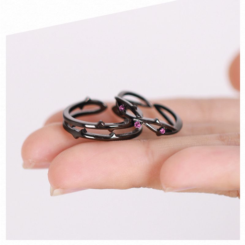 Silvology 925 Sterling Zilveren Doornen Rose Paar Ringen Rode Zirkoon Romantische Ringen valentijnsdag Cadeau Voor Vrouwen Zomer Sieraden