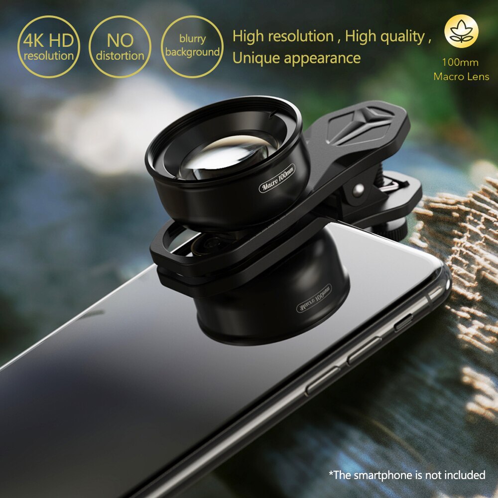 APEXEL APL-HB100mm Universal lente Macro 4K cámara de teléfono Lens Compatible con iPhone/11/XS Max/XR/X/8/8 Plus