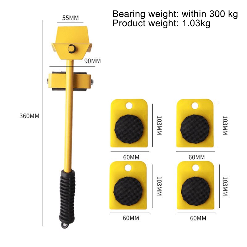 Max Load-Bearing 1000Kg Furniture Transport Lifter Shifter Metal Heavy Duty Stuffs Moving Tool for Household Mover: A03