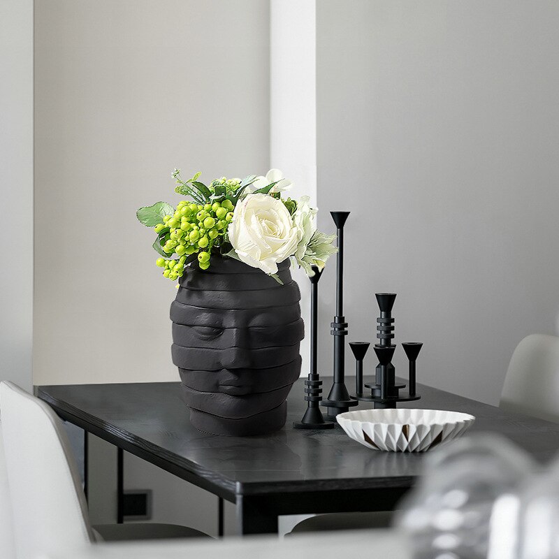 Vase tête planteuse en forme de fleur | pot de fleurs, décoration d'art pour visage abstrait, accessoires de décoration pour la maison, décor nordique de bureau, plante moderne