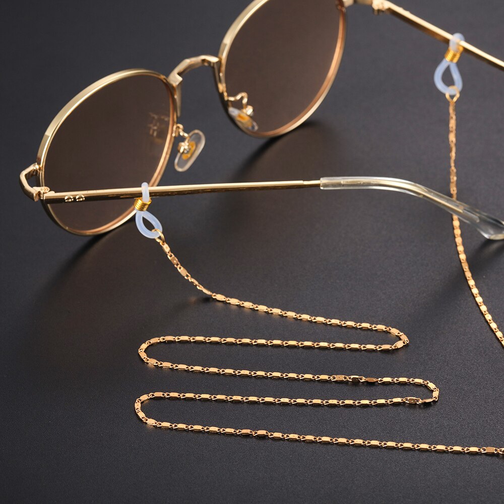 Kvinder stjerne indretning guld metal solbriller kæder skridsikre læsebriller holder rem briller holder brille tilbehør: 3