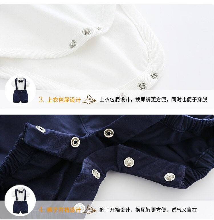 Baby drengetøj seler jakkesæt bomuld drengens babys kortærmede udflugtssæt' s 0-24m gode