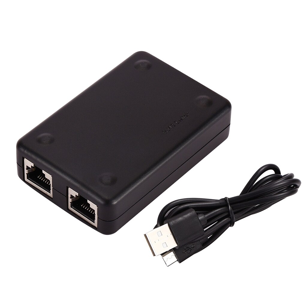 Mini 2 Port RJ45 Lan Hub Network Switcher Box Ethernet Adapter Hub Splitter For Computer Black