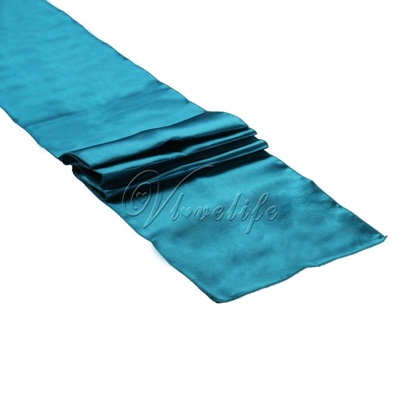 Teal Blue Satin Table Runners 12" x 108'' Wedding Party Banquet Home Decorations 30cm x 275cm