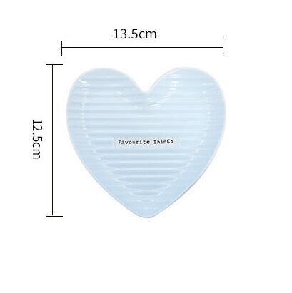 Heart-shaped Ceramic Salad Plate 6/8 Inch Dinner Plate for Meat, Appetizers, Dessert, Food, Party, Red, White,Pink,Blue assiette: 6 inch - Blue