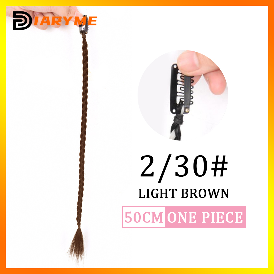 Trenzas de peluca sintética con Clip, trenza de boxeo, rastas, Clip en extensión de cabello, trenzas sucias negras y marrones, trenza Boxer resistente al calor: Rosa