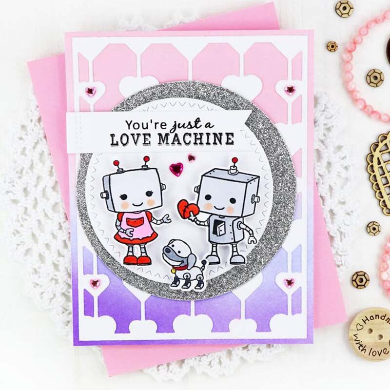 Monkey Love Robot Metal Cutting Dies and Stamps Stencil for DIY Scrapbooking photo album Embossing Decorative DIY Paper Cards