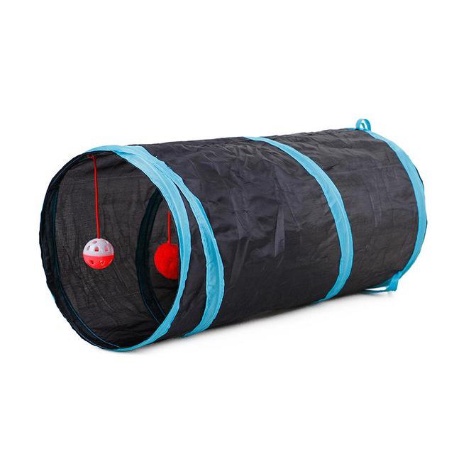 Pet Tunnel Game Cat Color Camouflage Tunnel Funny Cat Long Tunnel Kitten Play Toy Foldable Big Cat Toys Game Tunnel 50x25cm: Black