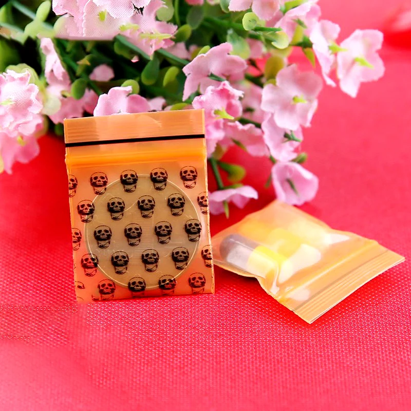 Rits Zak Kleine Grimas Oranje Schedel Self Sealing Zip Lock Tassen Sieraden Mini Zakjes Plastic Verpakking Zakken
