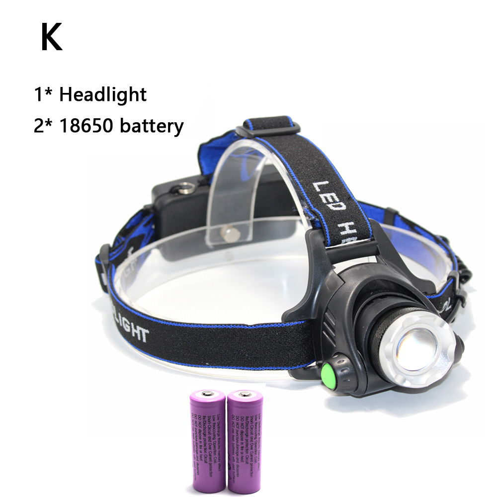 6000 Lumen LED-Scheinwerfer Angelscheinwerfer T6/L2 3 Modi Zoombare Lampe Wasserdichte Stirnlampe Taschenlampe Stirnlampe Verwendung 18650: RGB / Beige