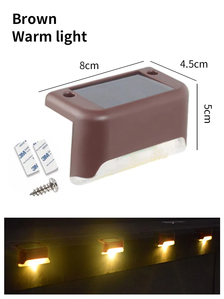 LED solaire étape lumières extérieure clôture lumière jardin décoratif applique étanche pour cour cour voie garde-corps éclairage: jaune clair / 6-10W