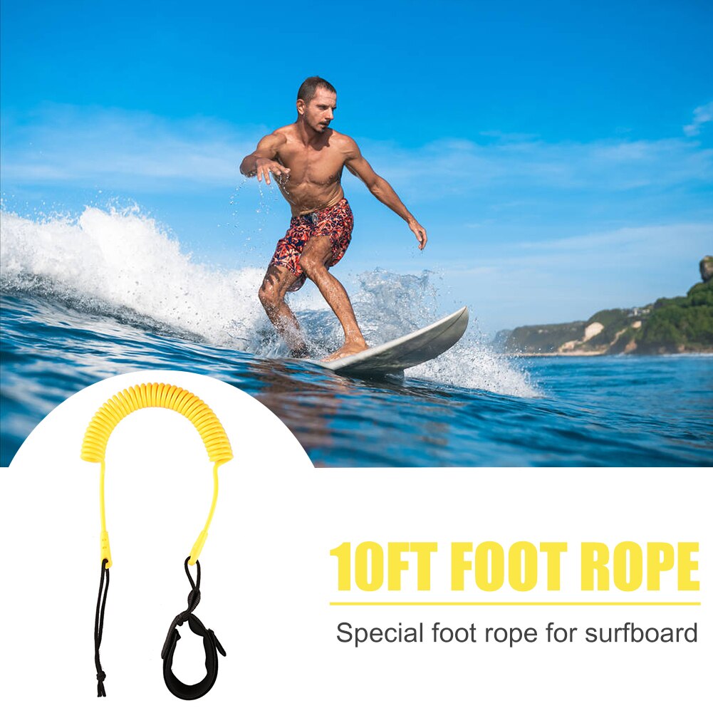 10 Voeten Opgerolde Surfboard Leash Surfen Stand Up Paddle Board Enkel Leiband Sup Board Voet Been Touw Surfplank Vlot Tractie touw