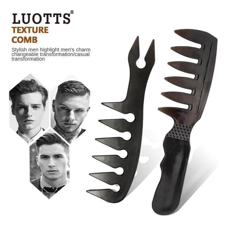 Peine de cabeza de aceite Vintage para hombre, cepillo de pelo, diente ancho peine tenedor, peine trasero, herramientas de estilismo para hombre, accesorio de peinado de peluquero