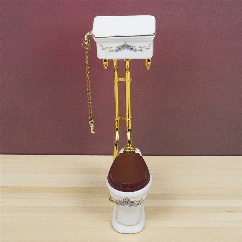Dongzhur Miniatura Toilet Dollhouse 1:12 Miniatures 1:12 Kit Accessories Ornament Doll Retro Miniatures House Toy
