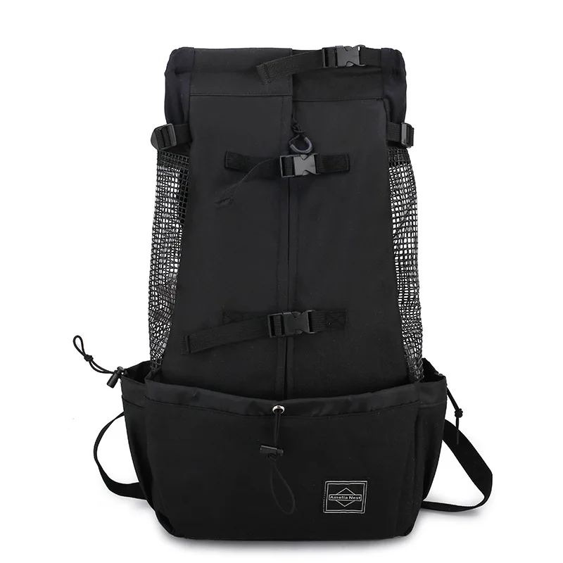 stärker Hunde-Trägerrucksack aus Nylon für kleine und mittelgroße Hunde. Hochwertiger, atmungsaktiver Fahrradrucksack für draussen-Reisen, Heimtierbedarf: XS / Schwarz