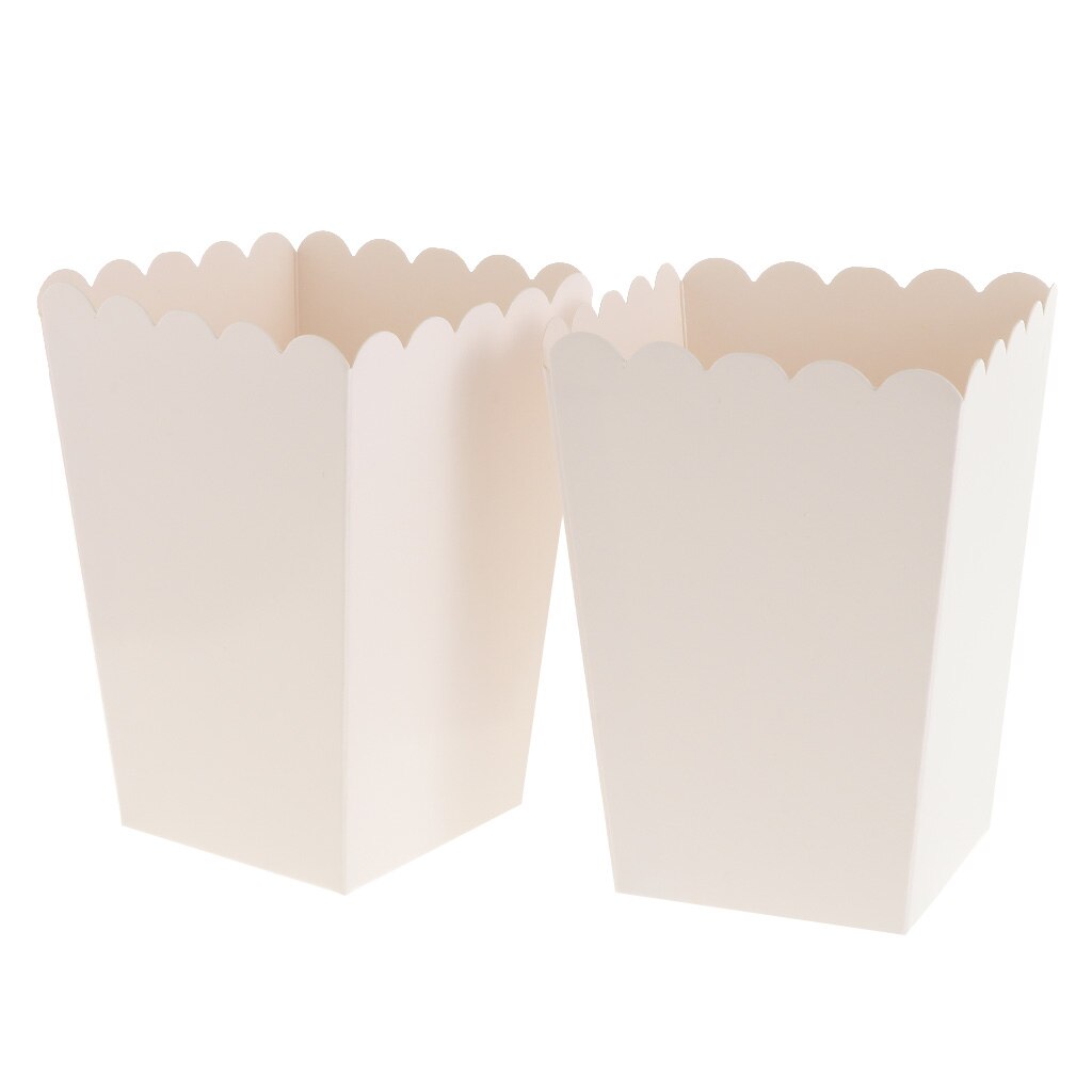 12 Pack White Popcorn Boxes Snack Buckets Birthday Party Bags