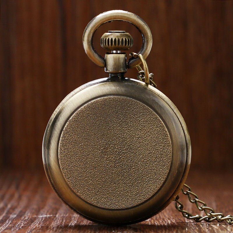 Bronze Roman Pocket Watch Antique Numerals Chain Necklace Pendant Quartz THIN889