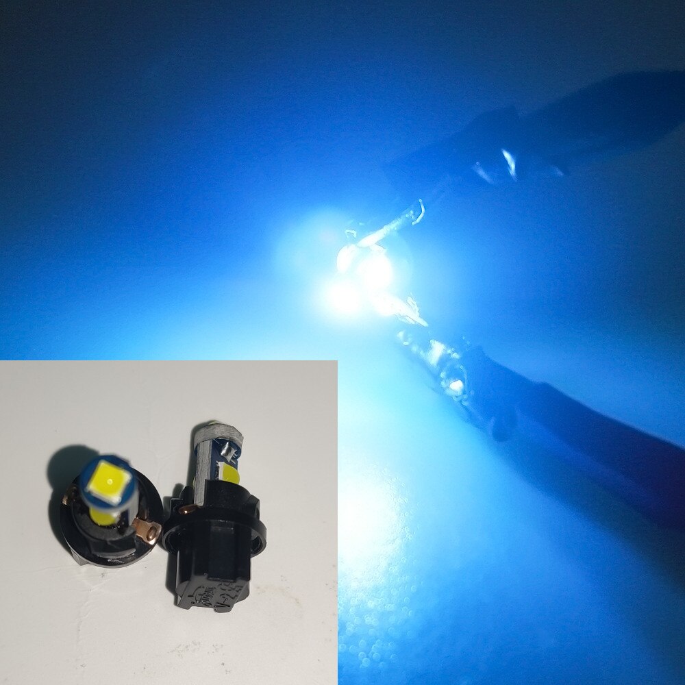 Ampoule led T5 B8.5 B8.5D 3030-3SMD, 20 pièces, indicateur de jauge, lumières intérieur du tableau de bord, lampe latérale, dc 12v: (T5)Ice Blue