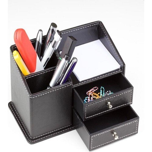 Stand Voor Pennen Medium Size Faux Lederen Lade Penhouder En Luxe