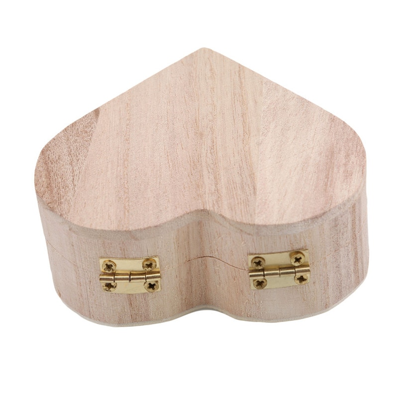 Storage Boxes Heart Shape Wood Box Jewelry Box Wedding Home Storage Bin Earrings Ring Box