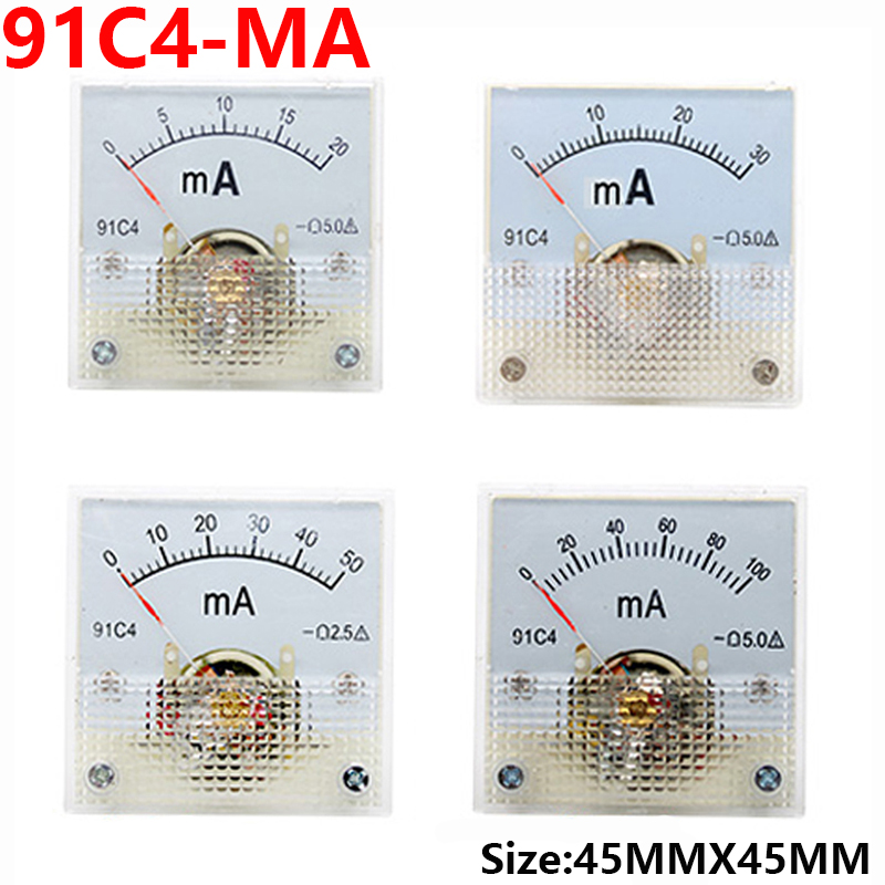 91C4- mA DC puntero tipo miliamperímetro 1mA 5mA 10mA 50mA 100mA 200mA 300mA 500mA placa mecánica analógica amperímetro de mesa
