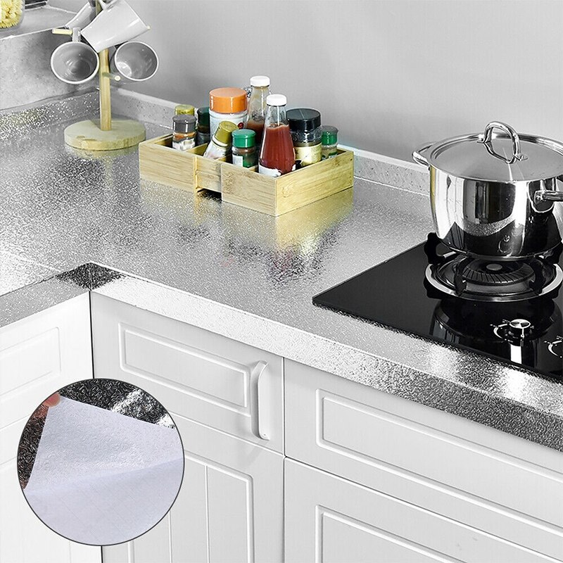 1M/3M/5M Aluminium Folie küche tapete Öl nachweisen wasserdicht selbst Klebstoff Hintergrund Herde Aufkleber klebstoff papier für möbel