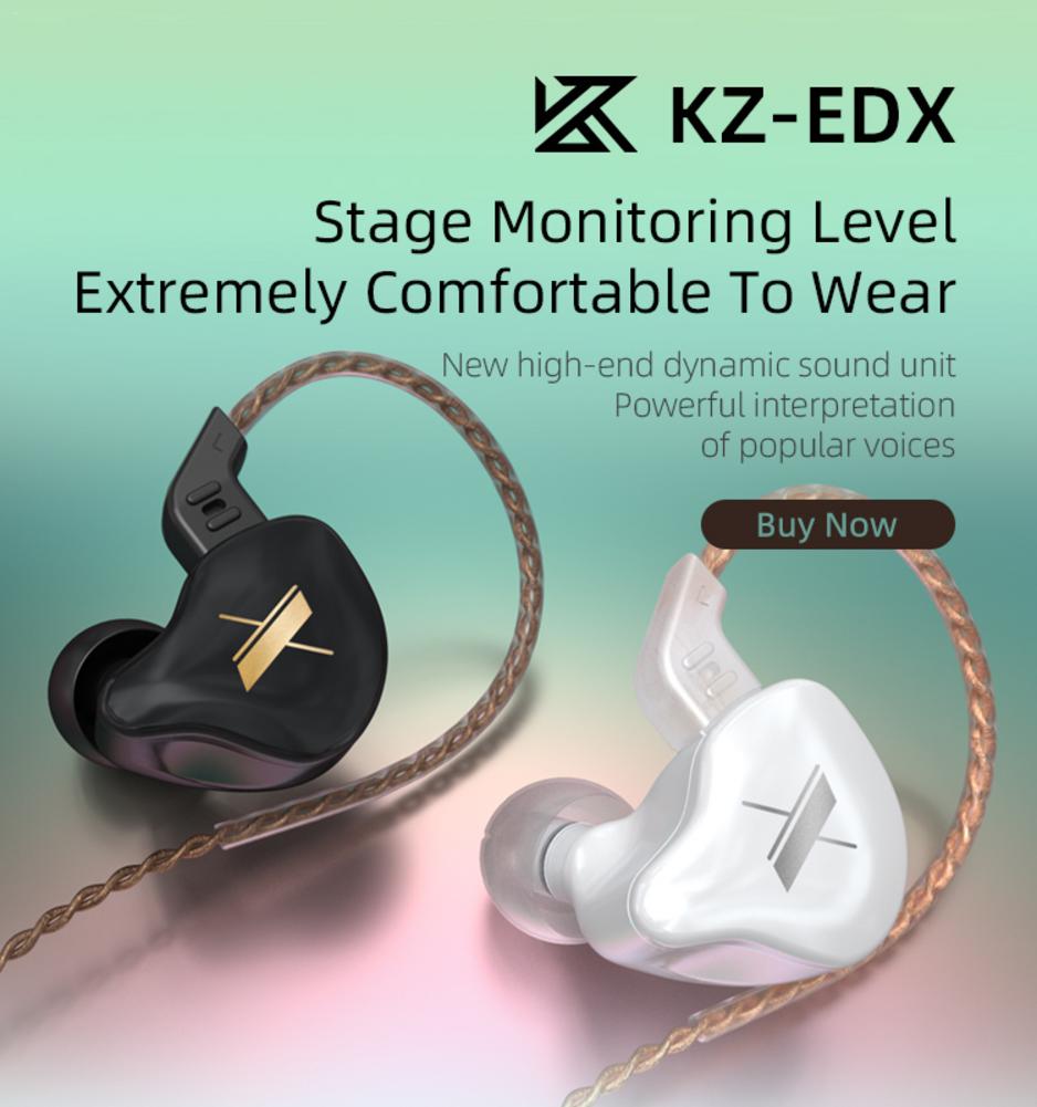Kz edx headphones 1dd hybrid hi-fi bass earbuds in-ear monitor wired headphones sport noise cancelling headset with microphone