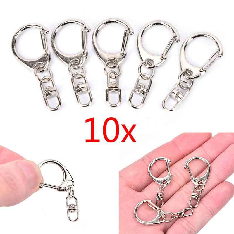 10 st polerat silverfärg 50mm nyckelring nyckelring splitring med kortkedja nyckelringar hasps diy nyckelringar tillbehör