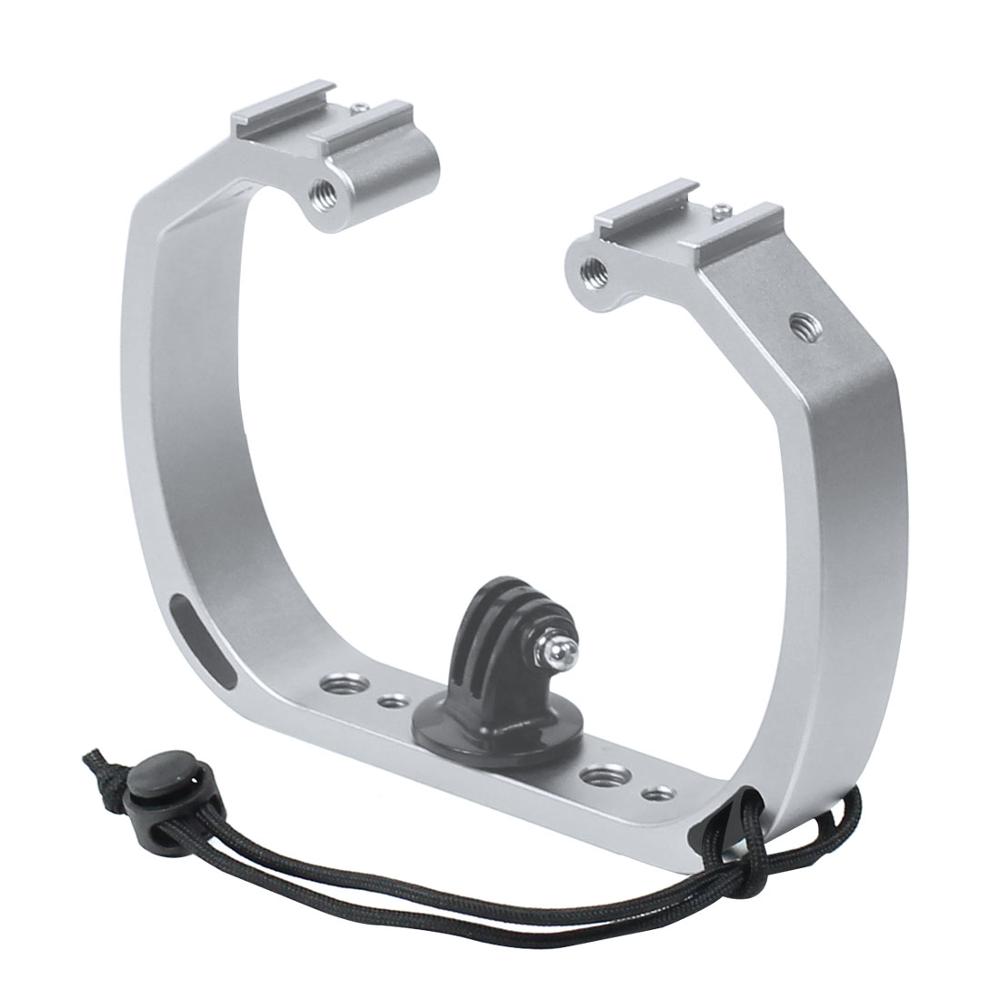 Dual Griff Tauchen Tauchen Halterung Blitz Licht Stehen Rahmen Bausatz für Gopro Held 7 6 5 Aktion Kameras Camcorder w/ Schuh montieren
