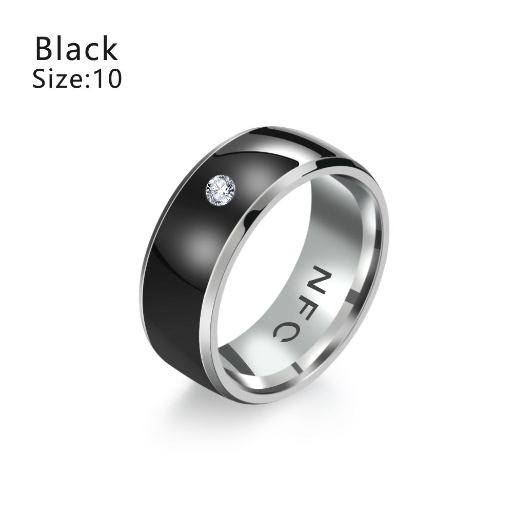 Wearable Connect NFC Finger Ring Technology Multifunctional Waterproof Smart Intelligent Rings: black-10
