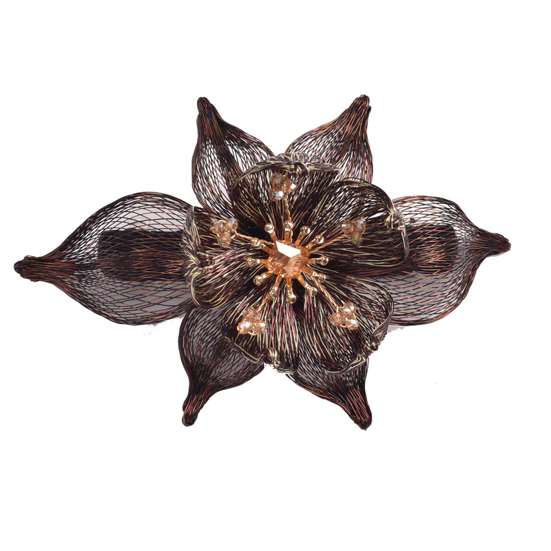 Original Handmade Copper Wire Flower Shape Hair Clips for Women Girls Chinese Style Braided Hair Clips Hair Accessories: Dark Khaki