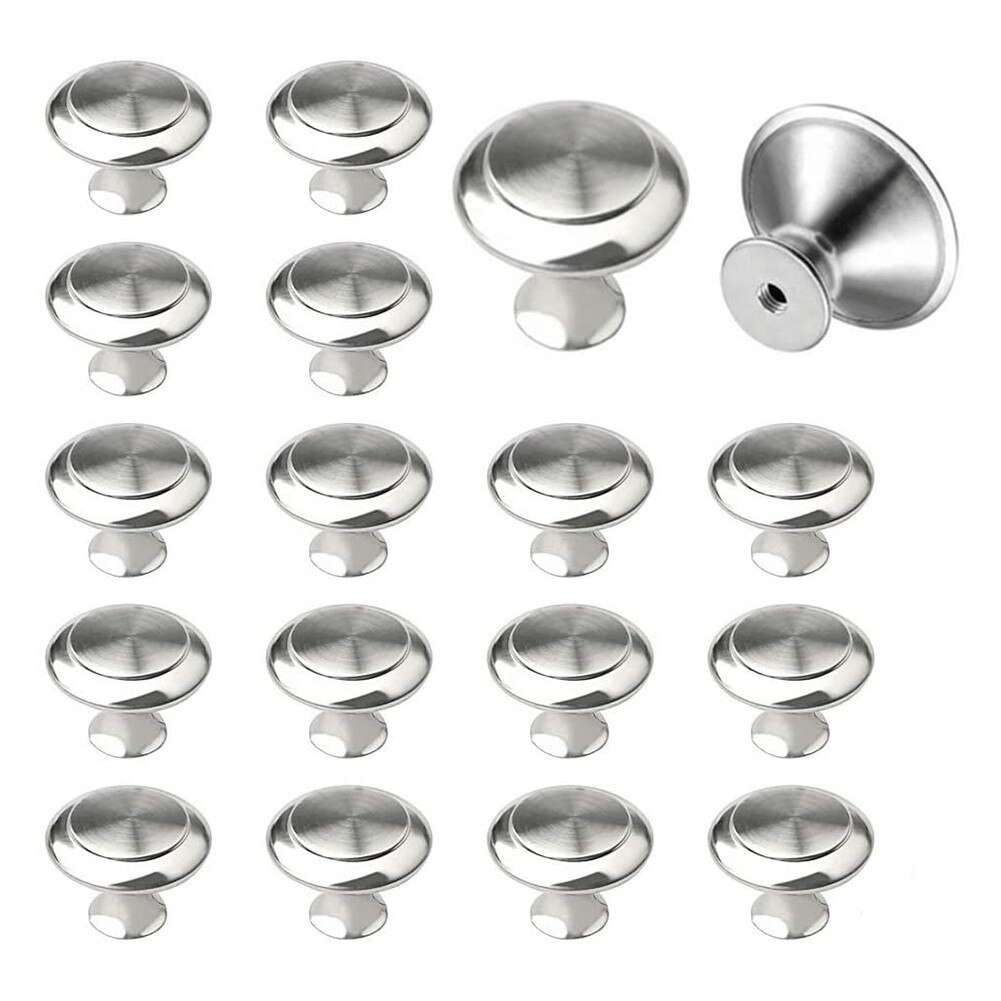 20pcs Stainless Steel Round Cupboard Knobs With Screw For Kitchen Furniture Kitchen Cupboard Pull Handles Furniture Hardware