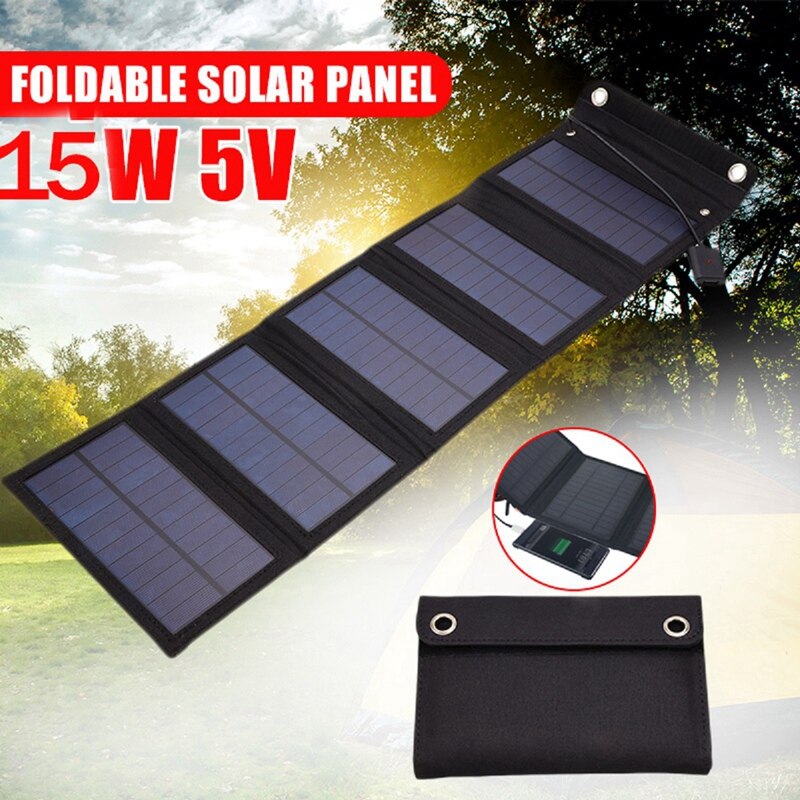 15W Solar Panels Folding Sun Power Solar Cells Charger 5V 2A USB Output Devices Portable for Outdoor Camping Car