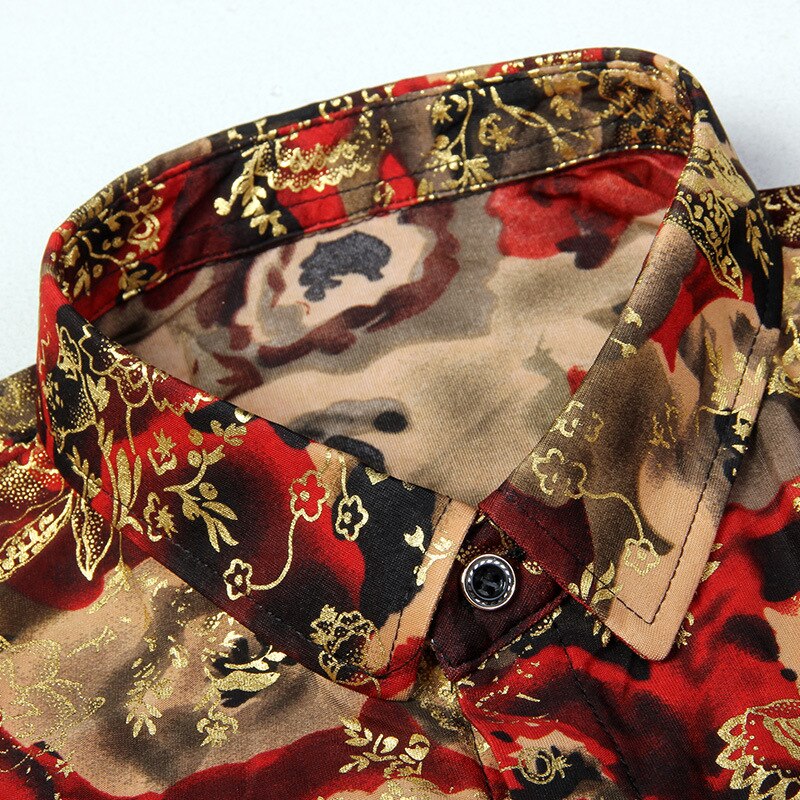 Chemise manches longues pour hommes, style Baroque en soie dorée, de luxe, Chemise pour hommes, en soie, lait, bronzage, couleur XXXL