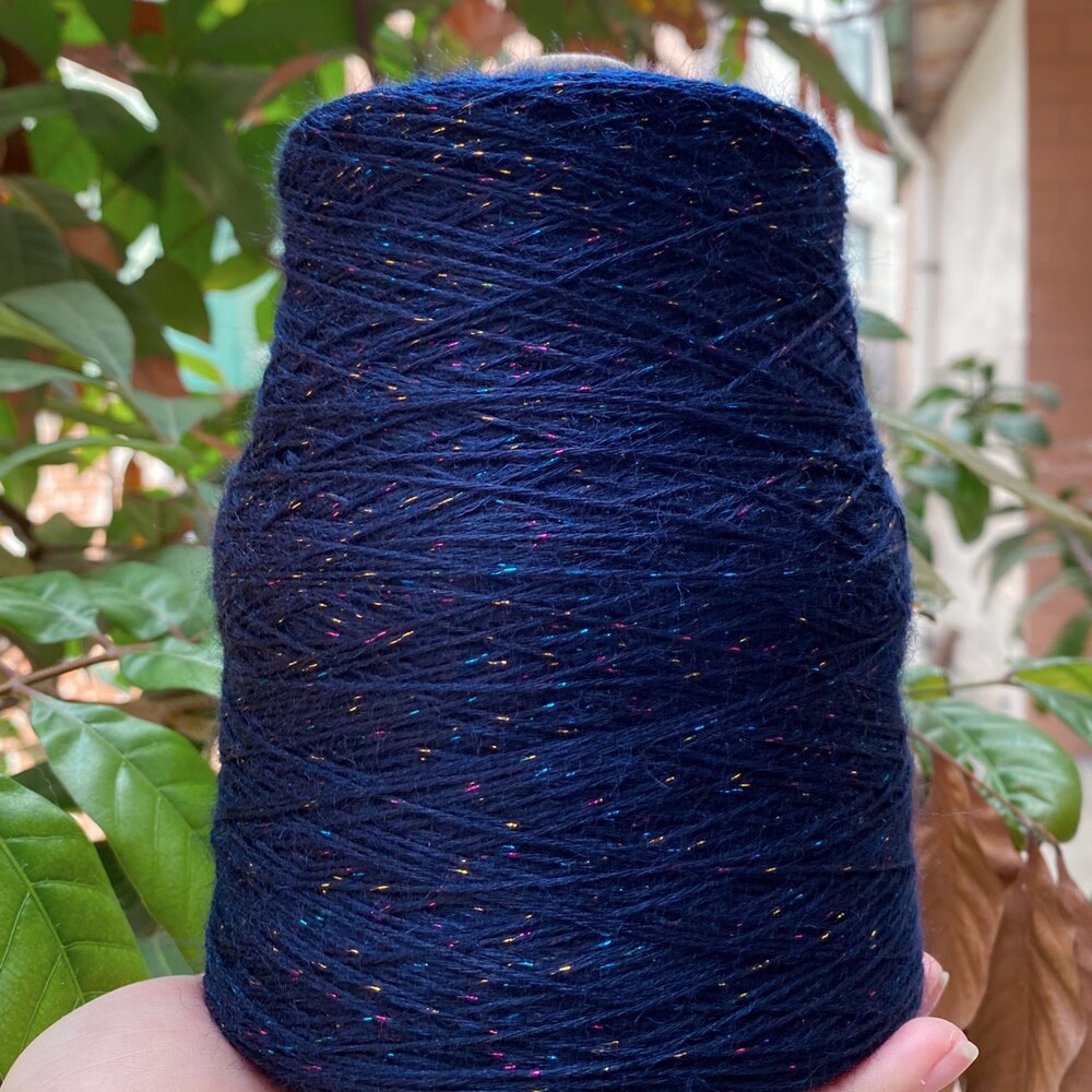 Ovillo de lana para tejer, hilo de lana de colores para estambre de seda, a mano para tejer, para ganchillo de bebé, envoltura de suéter suave ZL35, 500g: dark blue