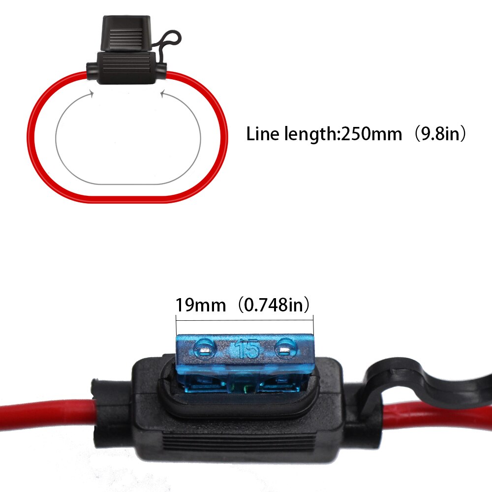 YUNPICAR ATC/ATO 15A 30A In-Line Fuse Holder 16 Gauge Wiring Harness 12V Standard Plug Socket Pack of 1