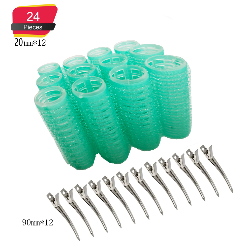 Rulos para el cabello con pinzas de Metal para el cabello, rizadores de peluquería con autoagarre, juegos de rizadores de pelo, DIY, uso doméstico, salón de varios tamaños, paquete de 24 unidades: 2.0cm color random