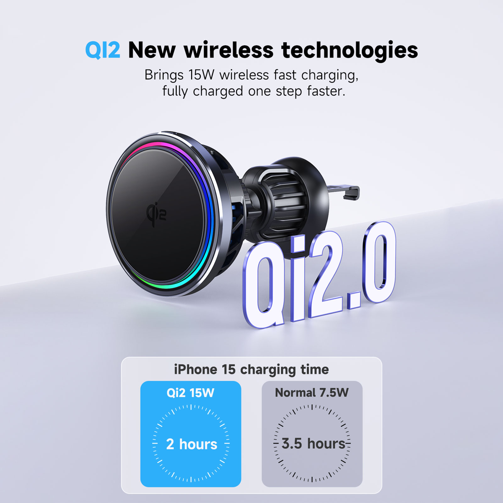 Chargeur sans fil magnétique Qi2 pour iPhone, support de téléphone de voiture, semi-conducteur, réfrigération, charge rapide 15W, 12, 13, 14, 15, 16