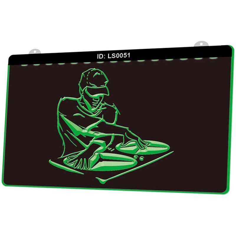 Ls0051 dj jockey disco muziek 3d graveerbare led lichtborden meerdere kleuren gratis verkoop