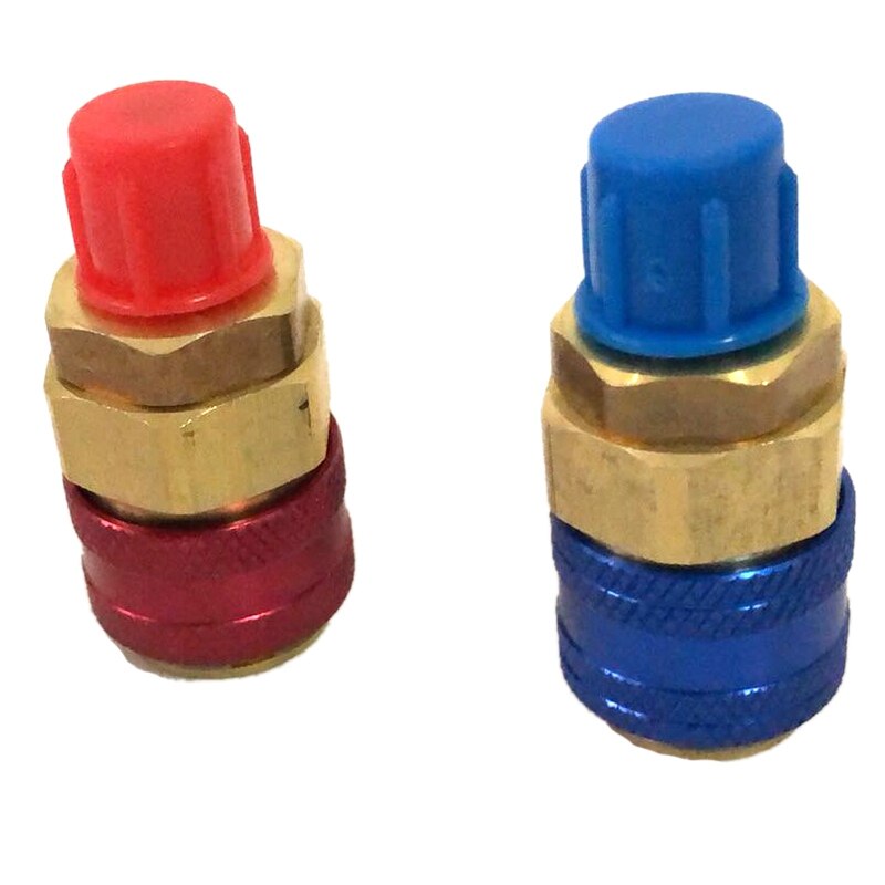 2Pcs Brass + Metal Quick Connector Adapter Air Conditioning Refrigerant Adapter for AR Refrigeration System Fluoride