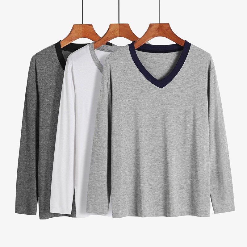 Modal Nightshirt For Men Loose Comfortable Sleepwear Tops V-Neck Casual Men's Home Clothes Solid Pyjama Large Size