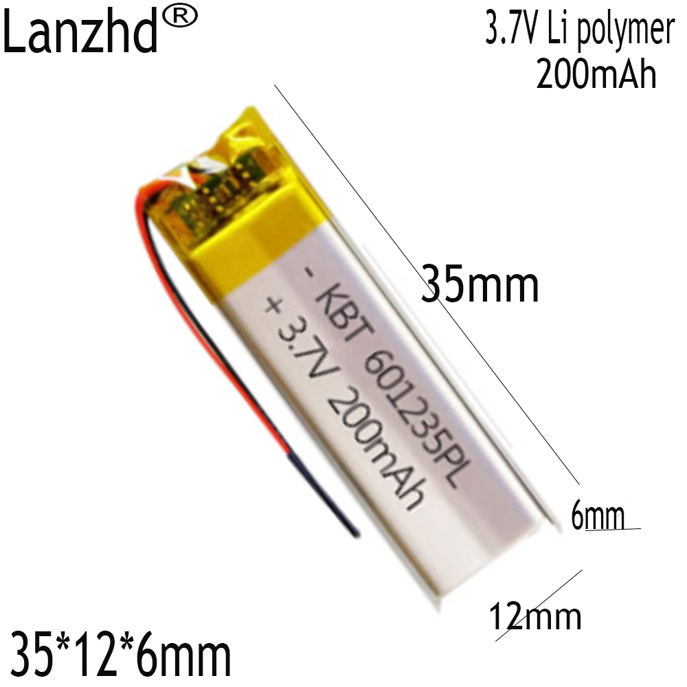 1–10 Stück CE Rohs 3,7 V 300 mAh wiederaufladbarer Akku 601235 Lithium-Polymer-Li-Po-Ionen-Akkus DIY MP3 GPS PSP Bluetooth-Kopfhörer