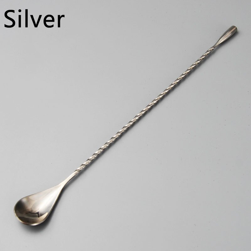 Lange håndtak i rustfritt stål spiral cocktailskjeer dråpeskjeer bartender røreverktøy kjøkkenutstyr tilbehør 30/40cm: Sølv / 30cm