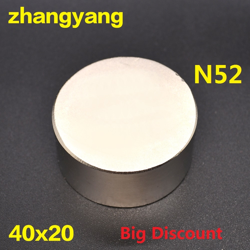 1PC magneet 40x20mm N52 Ronde sterke magneten krachtige Neodymium magneet 40x20mm Magnetische metalen 40*20