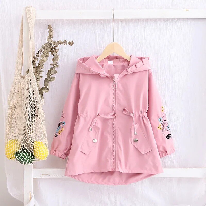 Autumn Winter Children Girls Hooded Outwear Jackets Clothing Kids Girls Zipper Windbreaker Waterproof Tops Teenagers Trench Coat