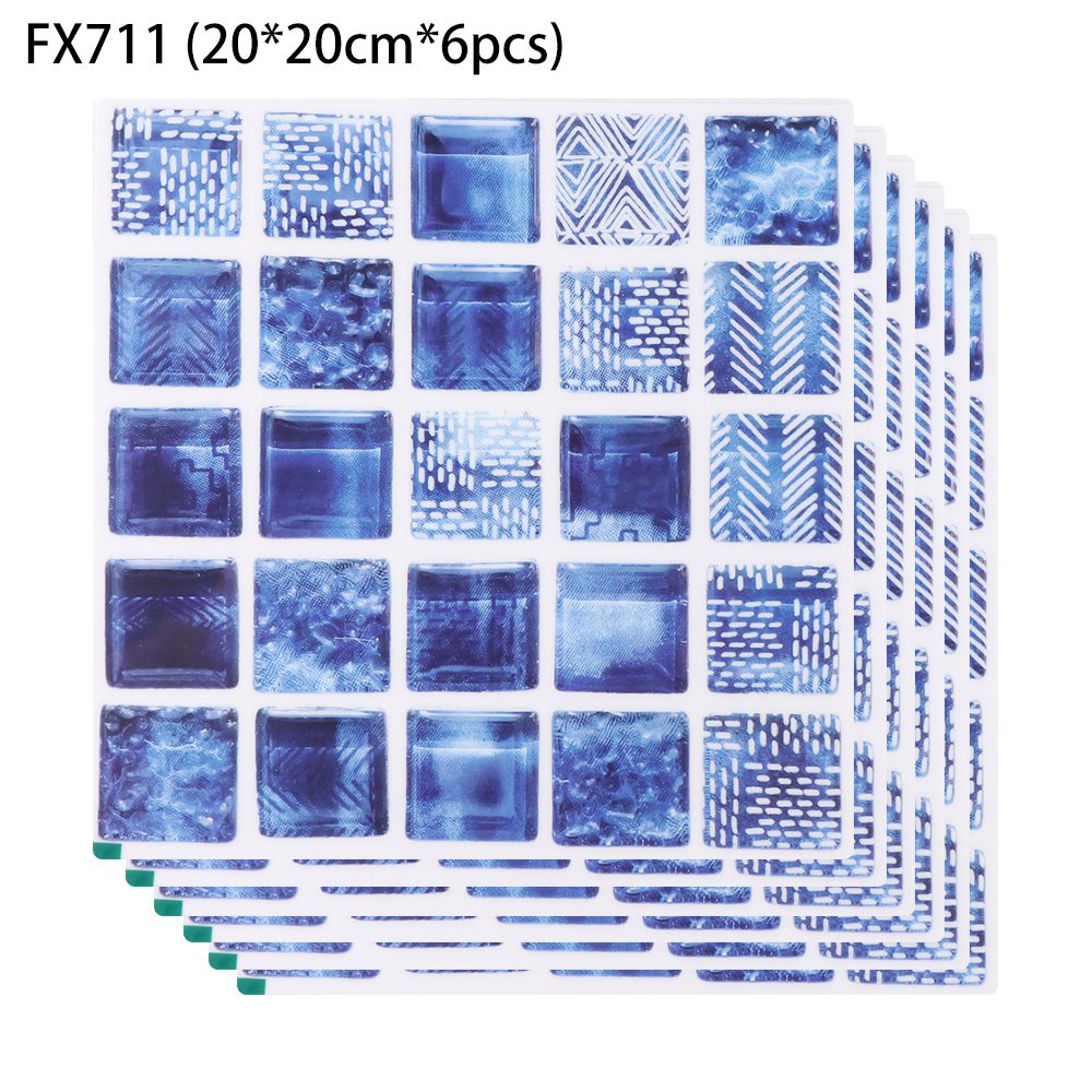 6PCS/Set 20cm 3D Mosaic Floor Tiles Diagonal Wall Stickers Bathroom Kitchen Waist Line Decoration Art Mural Tile Wall Decals: 1