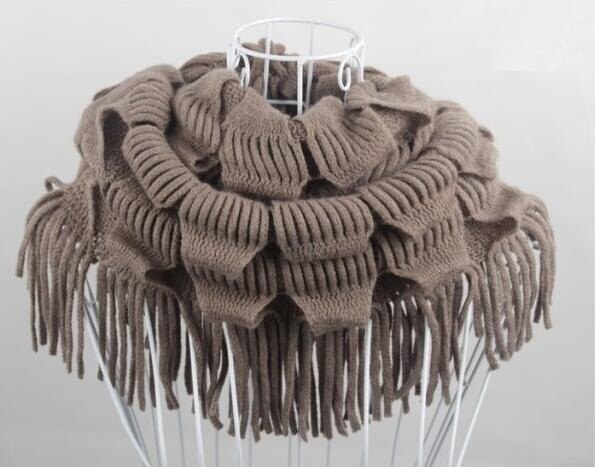 Naiveroo kvinders vinter bløde varme frynser kvaster halstørklæde hals ring wrap sjal strikkede tørklæder tilbehør solid: 9