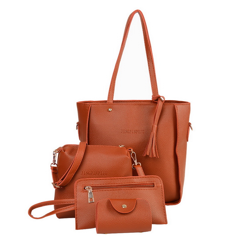 Sac 3 pièces femmes sacs à main ensemble sacs à bandoulière en cuir grande capacité Sac fourre-tout décontracté femme gland seau sacs à main et sacs à main: i